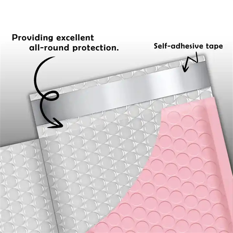 Wholesale Custom Printed High Quality Envelopes Padded Bubble Poly Eco Friendly Pink Bubble Mailer